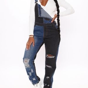 The Simple Life Two Tone Denim Overalls